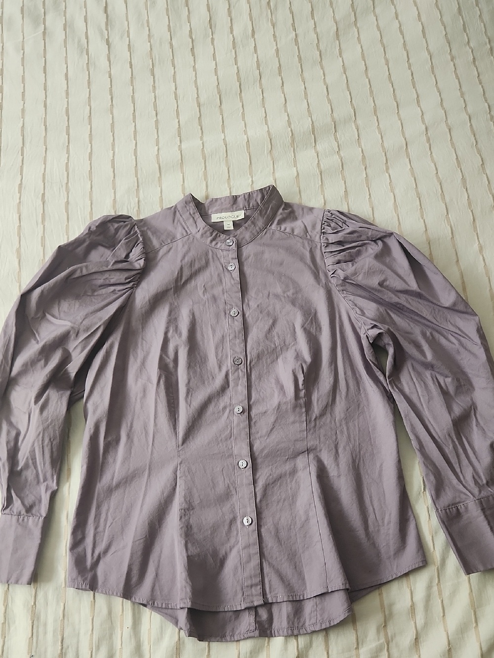Prologue Lavender Puff-Sleeve Button-Down Shirt